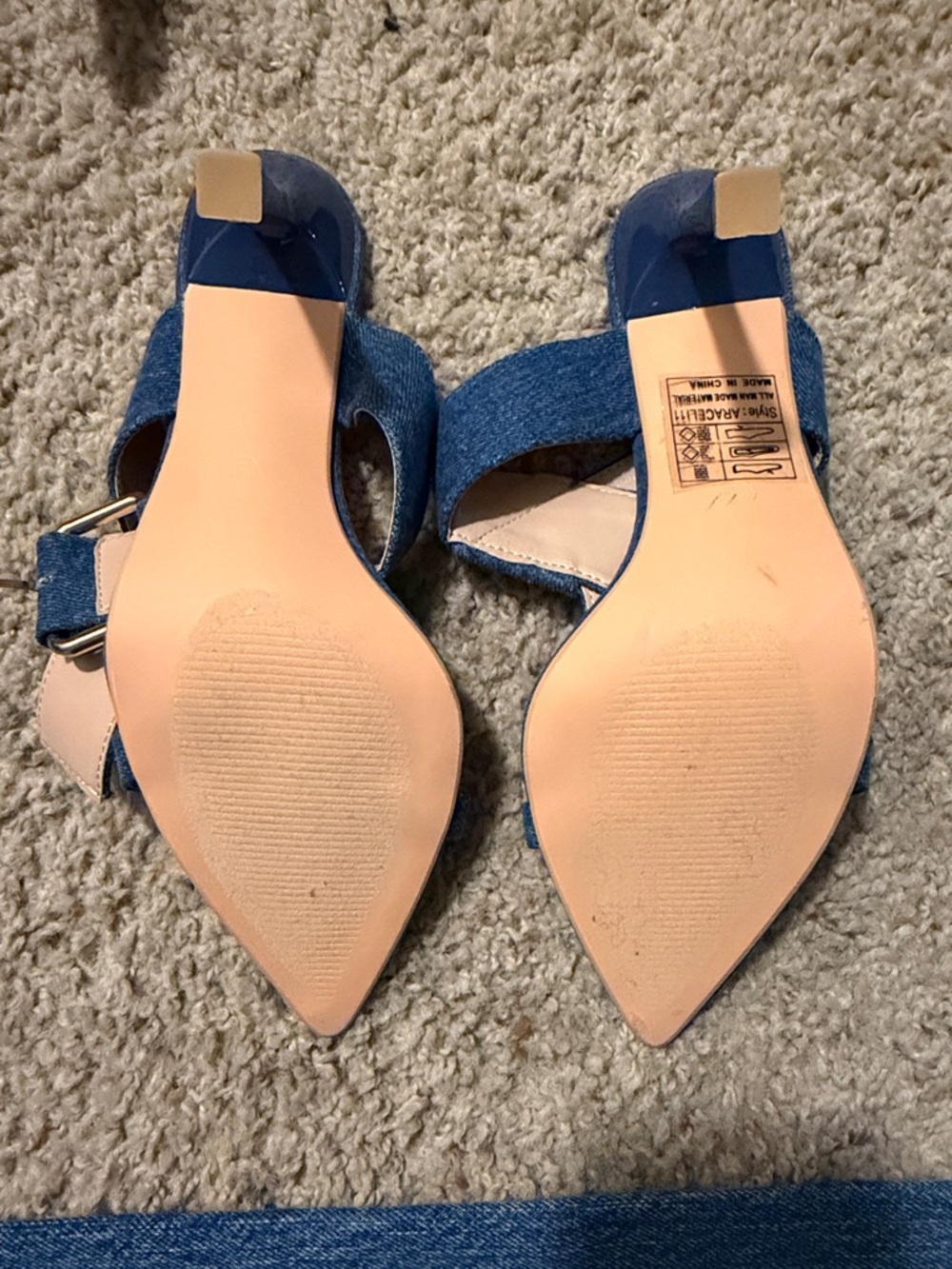 Fashion Nova Blue Denim Cross-Strap Pointed Mules - Picture 3 of 5